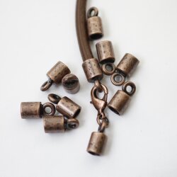 10 Antique Copper Endparts Endcaps for 5 mm Leather