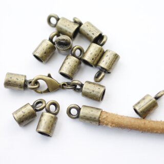 10 Antique Brass Endparts for 5 mm Leather