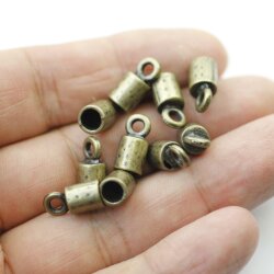 10 Antique Brass Endparts for 5 mm Leather