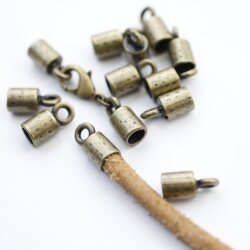 10 Antique Brass Endparts Endcaps for 5 mm Leather