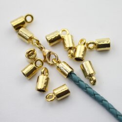 10 Gold Endparts Endcaps for 5 mm Leather