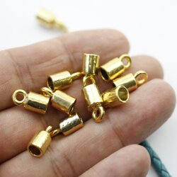 10 Gold Endparts Endcaps for 5 mm Leather