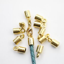 10 Gold Endparts Endcaps for 5 mm Leather