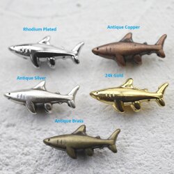 10 Antique Brass Shark Sliders Beads, Shark Bracelet Beads