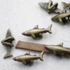 10 Antique Brass Shark Sliders Beads, Shark Bracelet Beads