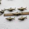 10 Antique Brass Shark Sliders Beads, Shark Bracelet Beads