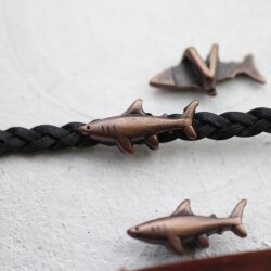 10 Antique Copper Shark Sliders Beads, Shark Bracelet Beads