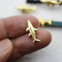 10 Gold Shark Sliders Beads, Shark Bracelet Beads