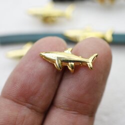 10 Gold Shark Sliders Beads, Shark Bracelet Beads