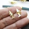 10 Gold Shark Sliders Beads, Shark Bracelet Beads