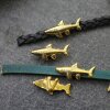 10 Gold Shark Sliders Beads, Shark Bracelet Beads