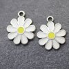 10 Enamel Daisy Charms, White Daisy Flower, Flower Charms, Daisy Pendant