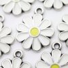 10 Enamel Daisy Charms, White Daisy Flower, Flower Charms, Daisy Pendant