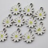 10 Enamel Daisy Charms, White Daisy Flower, Flower Charms, Daisy Pendant