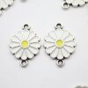 5 Enamel Daisy Charms, Flower Connector Charms, Daisy Pendant