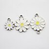 5 Enamel Daisy Charms, Flower Connector Charms, Daisy Pendant