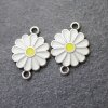 5 Enamel Daisy Charms, Flower Connector Charms, Daisy Pendant