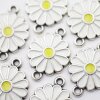 5 Enamel Daisy Charms, Flower Connector Charms, Daisy Pendant