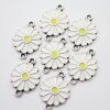 5 Enamel Daisy Charms, Flower Connector Charms, Daisy Pendant