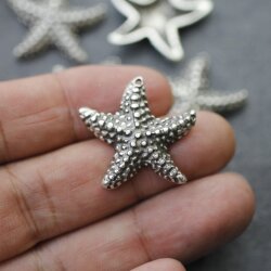 5 Silber Stern Charms, Seestern Charms, Seestern Anhänger