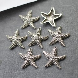 5 Silver Star Charms, Starfish Charms, Starfish Pendant