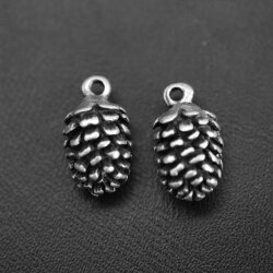 5 Pine cone charms, Silver Pine Cone