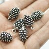 5 Pine cone charms, Silver Pine Cone