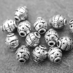 10 Silver Beads, Mini Nut Spacer Beads, Rondelle Beads,...