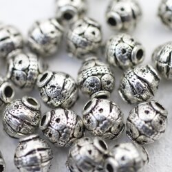 10 Silver Beads, Mini Nut Spacer Beads, Rondelle Beads,...