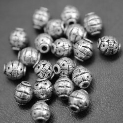 10 Silver Beads, Mini Nut Spacer Beads, Rondelle Beads, Metal beads