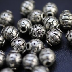 10 Silver Beads, Mini Nut Spacer Beads, Rondelle Beads, Metal beads