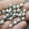 10 Silver Beads, Mini Nut Spacer Beads, Rondelle Beads, Metal beads