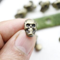 10 Antique Brass Skull, Deaths head Rivets