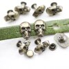 10 Totenkopf Nieten, Ziernieten, Altmessing Nieten