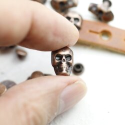 10 Antique Copper Skull, Deaths head Rivets