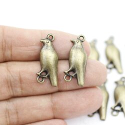 10 Antique Brass Bird Connector Charms