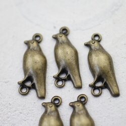 10 Antique Brass Bird Connector Charms