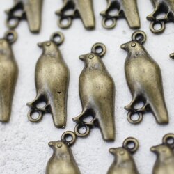 10 Antique Brass Bird Connector Charms
