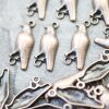 10 Antique Copper Bird Connector Charms