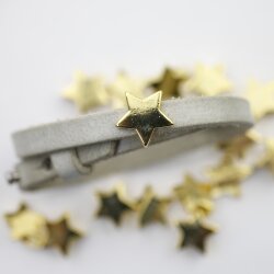 10 Stern Schiebeperlen, Schiebeperle für Lederarmbänder, Gold