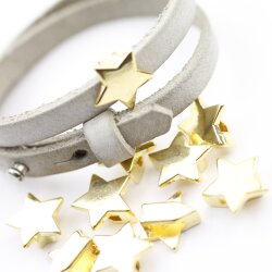 10 Gold Slider Beads, Sliding bead for leather bracelets