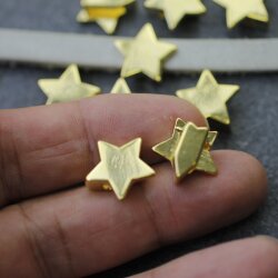 10 Gold Slider Beads, Sliding bead for leather bracelets