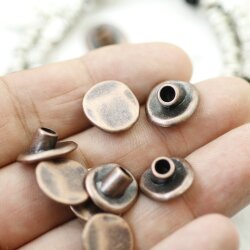 10 Antique Copper Button Clasps for leather and Wrap Bracelets