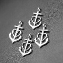 10 Glaube Liebe Hoffnung Anker Charms Anhänger, rhodium