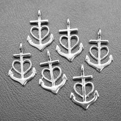 10 Rhodium Plated Faith Love hope Anchor Charms Pendant