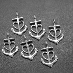 10 Rhodium Plated Faith Love hope Anchor Charms Pendant