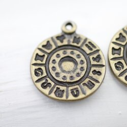 10 sign of zodiac Pendants, antique brass