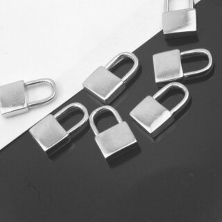 10 Dainty Padlock Charms Pendant Rhodium