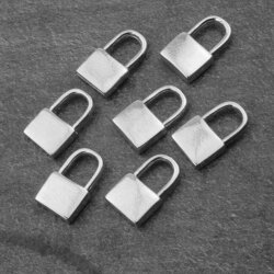 10 Dainty Padlock Charms Pendant Rhodium