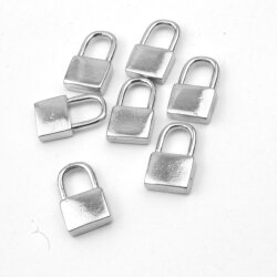 10 Dainty Padlock Charms Pendant Rhodium